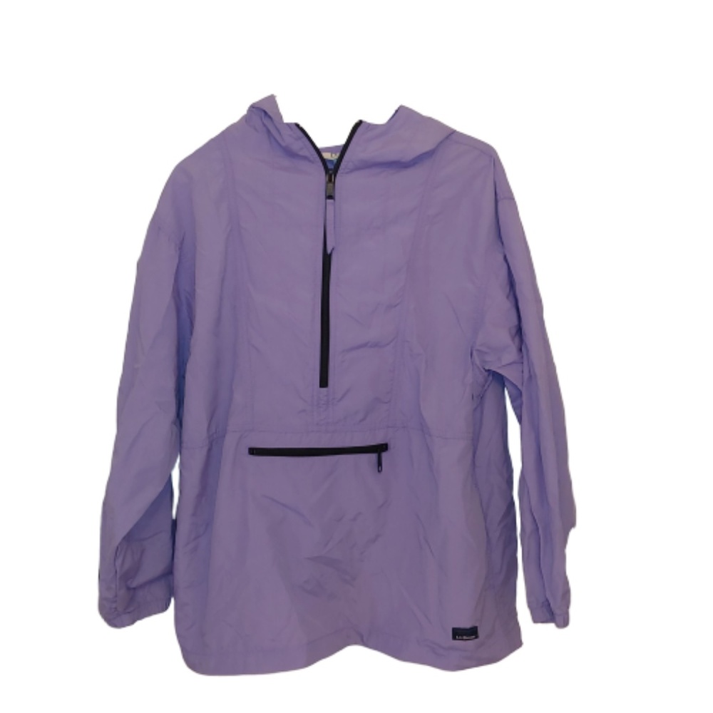 LL Bean Purple Windbreaker Hood Rain Jacket